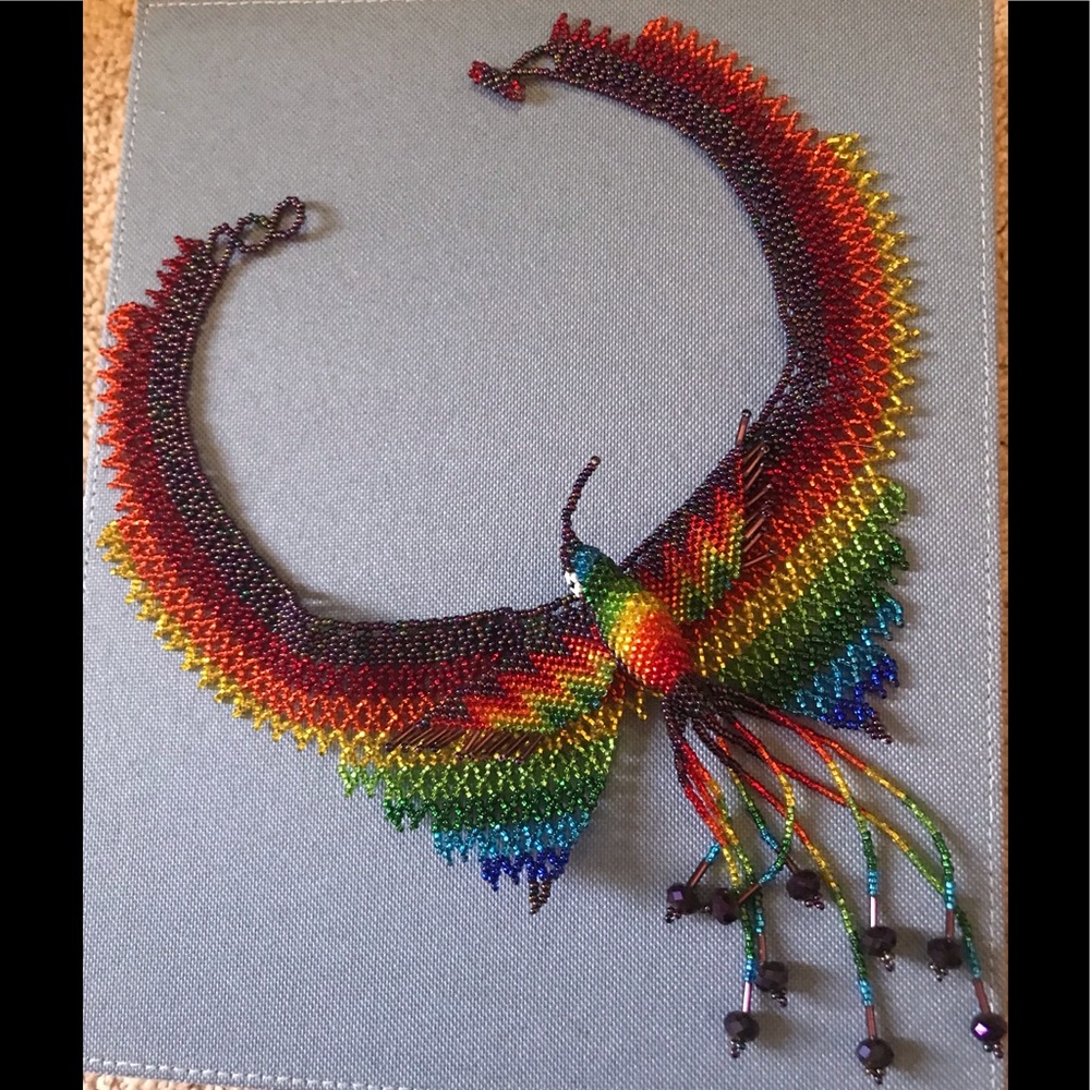STUNNING multicolor hand beaded necklace